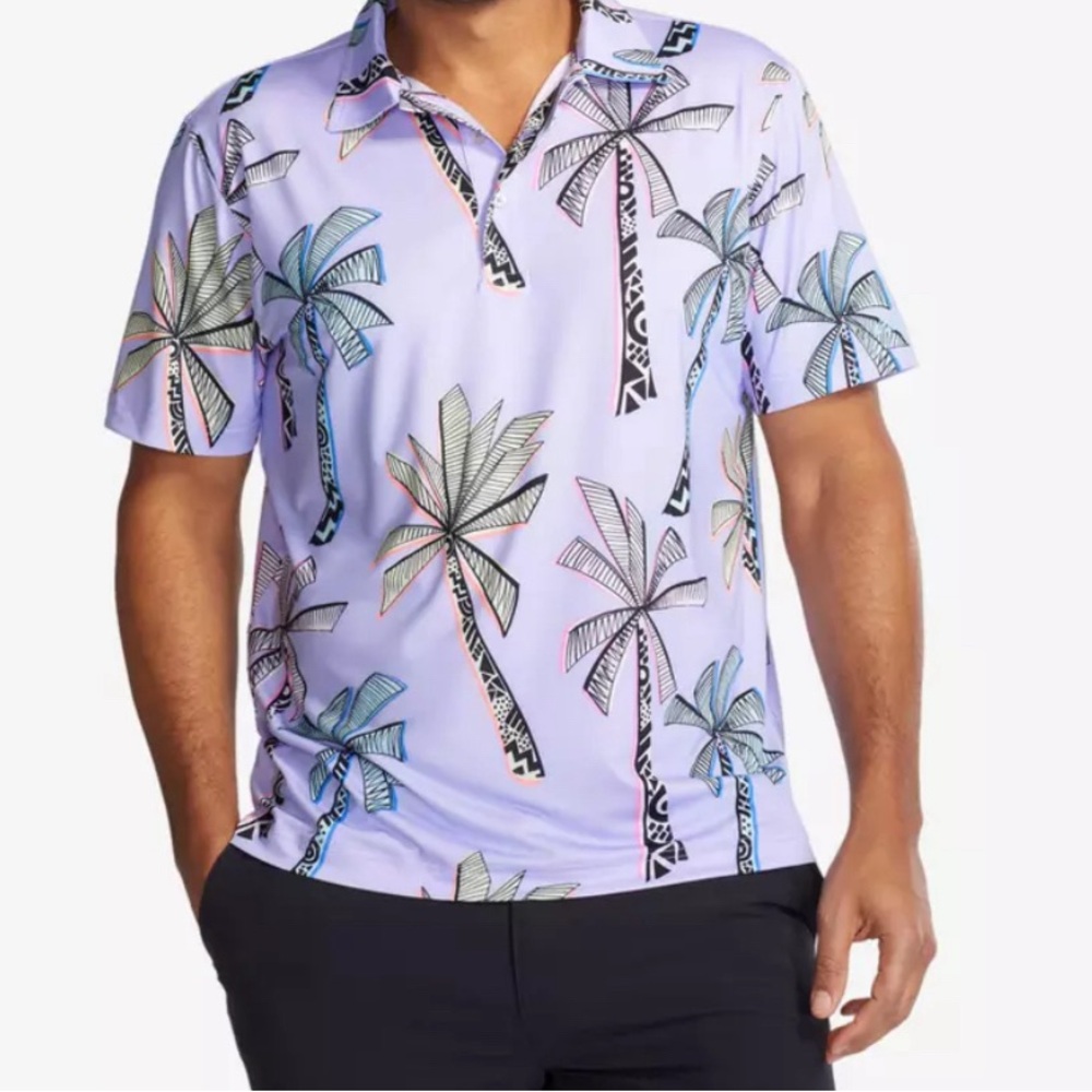 Men’s chubbies XL purple palm print golf shirt